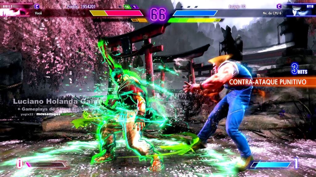 Guile vs. Ryu [ High Level Fight: Hard ] no estágio do Templo de Genbu ...